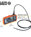 Pro Grade Plumbing Borescope Endoscope with 4.9 foot armored gooseneck displaying 4.3 inch LCD screen and camera probe
