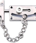 Heavy Duty Stainless Steel Door Security Chain Tough As Nails Anti Theft Holdup Lock with adjustable stay and chain for doors.