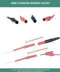 Flexible Back Probe Kit With Ultra Thin 1mm Steel Needles For Tight Car Wiring Access, 4mm banana jack and adapter view
