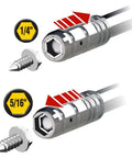 8 In 1 Magnetic Screwdriver And Nut Driver With Sliding Head For HVAC Quick Change Between Hex 1/4 and 5/16 Bits