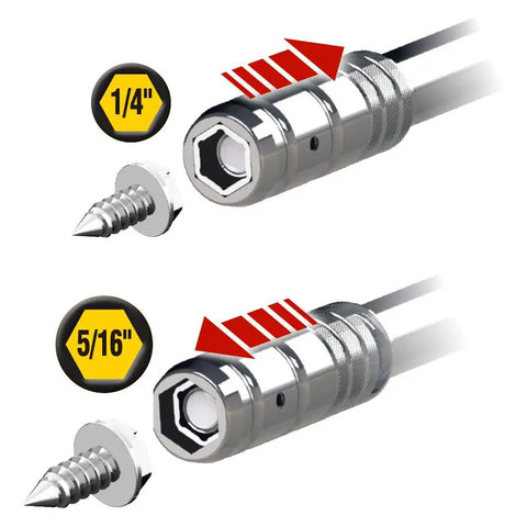 8 In 1 Magnetic Screwdriver And Nut Driver With Sliding Head For HVAC Quick Change Between Hex 1/4 and 5/16 Bits