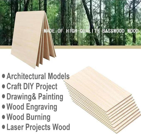 Basswood sheets, 5-pack, 12x12x1/8 in, unfinished natural wood, stacked and fanned for crafts