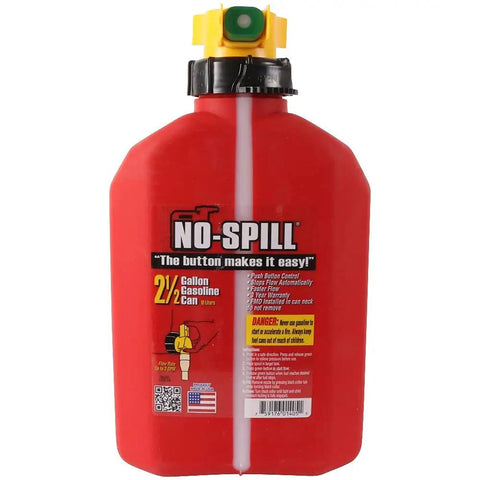 Spill Free Two And A Half Gallon Gas Can With Thumb Button Pour Seven Eighths Inch Funnel Spout Dust Cover And A Twenty Mesh Stainless Steel Screen For Clean Precise Refueling In The Shop Or On The Go, red color