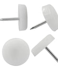 Premium 50 Pack Nail On Furniture Glides 18mm White Chair Foot Pads with robust pin design for easy installation.