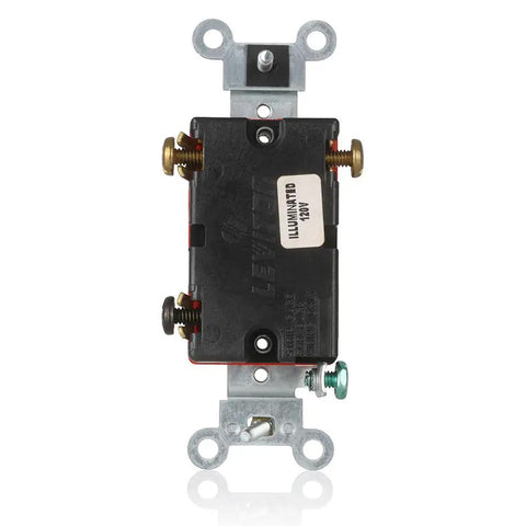 Back view of a Three Way Illuminated Toggle Switch 15 Amp 120 277 VAC Heavy Duty Industrial Grade Fed Spec Clear Toggle Model 1223 LC
