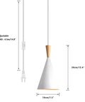 White Plug In Pendant Light Dope Cone Farmhouse Style for Kitchen Island Bar Ceiling Fixture Industrial Pendant Lamp with dimensions