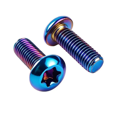 M5 X 10mm 10 Pack Torx T25 Head Screws 304 Stainless Steel Bolts Burnt Blue Titanium Coated Fasteners; vibrant blue screws.