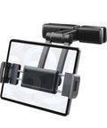 Rugged Car Headrest Tablet Holder For Tesla Cybertruck with solid steel frame, adjustable grip for wide screens.