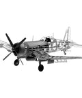 Vought F4U-4 Corsair Model Kit Navy Edition For Hobbyists, detailed view of assembled balsa model aircraft with visible framework