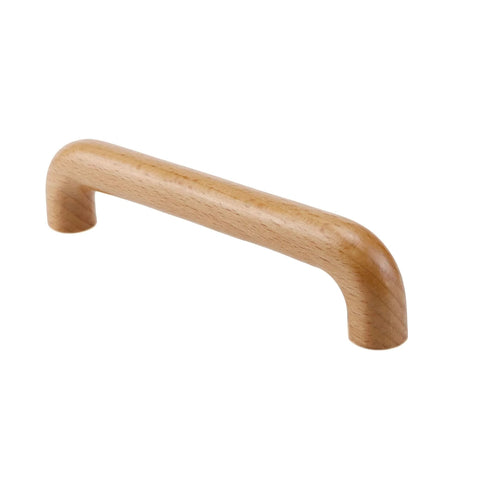 Single arch wooden cabinet pull from 8 Pack Beech Wood Drawer Handles, natural finish, 5.04-inch hole centers, 144 x 16 x 32mm.