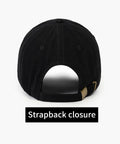 Back view of Unisex Baseball Cap Black Plus Size Hat For Running Golf Travel And More All Day Comfort Adjustable Fit Men And Women