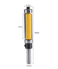 FTVOGUE Flush Trim Router Bit With Top And Bottom Bearings For 1/4 Inch Shank measures 95mm, suitable for precise edge trimming.