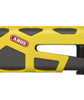 Granit Sledg 77 Web Disc Lock Yellow, side view with 13 mm hardened steel bolt, solid lock body, weatherproof design.