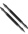 Top Shelf Two Piece Dual Head Spring Nail Punch Setter Featuring Four Practical Sizes For Knocking Nails Flush During Woodworking And Shop Tasks, two black nail punches on white background.