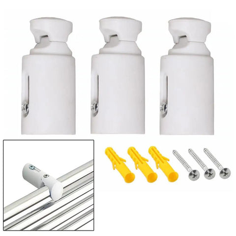 Three Pack Replacement Towel Rail Radiator Brackets For Heated Walls White Finish with screws and washers