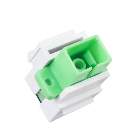 Ten Pack Fiber Optic SC To SC APC Simplex Couplers For Singlemode Cables, Zirconia Ceramic Ferrule, Ultra Low Insertion Loss Up To Zero Point Two Decibels, White Keystone Jack Style Adapter For Fiber Wall Plate Plug And Play