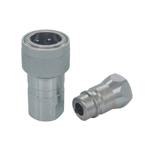 Two Sets One Quarter Inch ISO 5675 Carbon Steel Hydraulic Quick Disconnect Couplings With Poppet Valve And Dust Cap Set