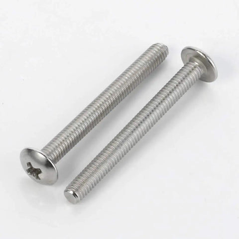 Built Tough 1/4-20 By 1/2 Inch Truss Head Machine Screws Full Thread Grade 304 Stainless Steel showing two screws with bright finish