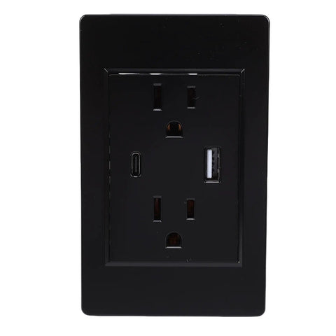 Heavy Duty 3 Prong Wall Outlet With Quick Charge Usb Ports Built Like A Tank Polycarbonate Faceplate showing dual USB ports.