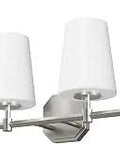 Nolita Four Light Brushed Nickel Vanity Light Dimmable Modern Fixture Medium Size For Bedrooms Kitchens Foyers Bathrooms With White Glass Shade