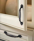 Oil Rubbed Bronze Vintage Cabinet Hardware Pulls 5 Inch 128mm Screw Spacing Set installed on kitchen cupboard doors.