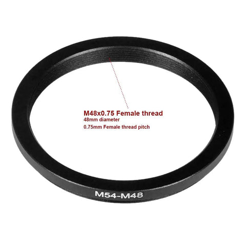 Aluminum M54 To M48 Step Down Adapter Ring For Lens Filters And Telescopes Converts 54mm 0.75 Pitch To 48mm 0.75 Pitch Lightweight 10g
