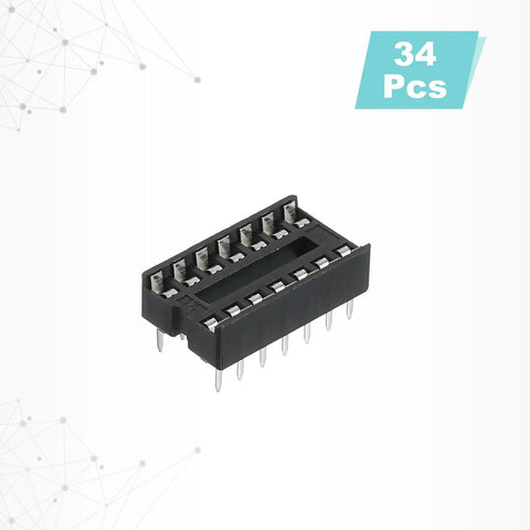 Close-up of DIP IC Socket Adapters Kit, 14 Pin, 7.62mm Row Pitch, 2.54mm 0.1 Inch Pitch, Breadboard Friendly, 34 pcs