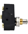 Car Lift Microswitch Snap Action Plunger 25A SPDT Overtravel Up Button Raise For BE2RQ1A4 Power Unit Ideal Replacement Compatible With Benwil Rotary Honeywell And Similar Lift Systems Workhorse Quality black side view with threaded metal plunger