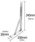 Rock Solid Stainless Steel L Brackets For Shelves Built Tough Corner Supports Rust Proof Mounting Hardware For Wall Mount Storage Heavy Duty Pack Of Two Silver, 9.65 in tall