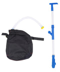 Spreader Backpack Sprayer For Granular Manure And Fertilizer with PVC handle and adjustable output knob, hose and bag.