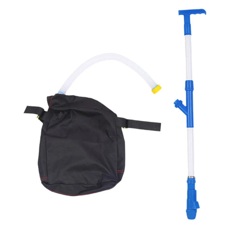 Spreader Backpack Sprayer For Granular Manure And Fertilizer with PVC handle and adjustable output knob, hose and bag.