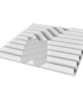 Geometric 3D PVC Wall Panels Matte White, angled view of textured panel, lightweight and durable, pack of 12, each 19.7 inch square