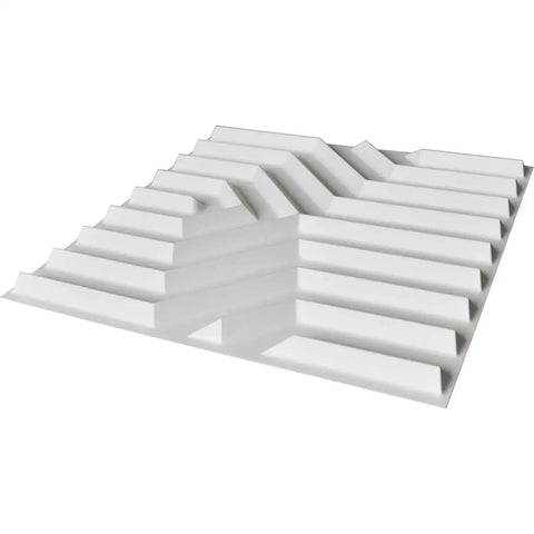 Geometric 3D PVC Wall Panels Matte White, angled view of textured panel, lightweight and durable, pack of 12, each 19.7 inch square