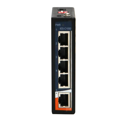 Industrial Grade Five Port Unmanaged Fast Ethernet Switch With 10/100Base-TX Ports front view
