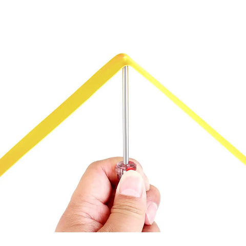 Person demonstrating durability of Two Pack Dope Tire Insert Liner Puncture Protection Tape For 700c Rims with screwdriver test