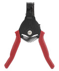 Heavy Duty Adjustable Wire Stripper Tool With Comfortable Grip Designed For Electricians And DIY Enthusiasts To Slice Cable Safely and Make Your Home Projects A Breeze Without Ruining The Wires, featuring a spring-loaded design.