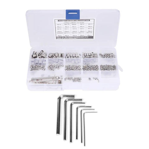 340 Piece Set Screw Kit With End Hex Adapters And Six Wrenches 304 Stainless Steel Fasteners for aluminum profile framing in open box