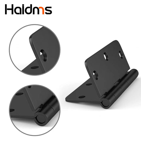 Six Pack Matte Black Interior Door Hinges Three Point Five Inch By Three Point Five Inch With One Quarter Inch Radius Corners Includes Screws For Doors Cabinets Shutters Vents And More, showing hinge detail
