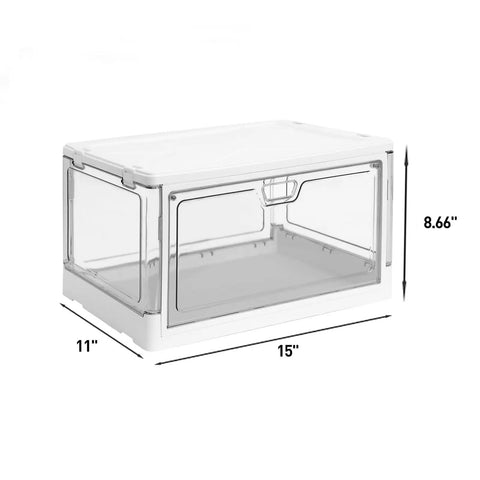 Three Pack Clear Stackable Storage Bins With Lids Magnetic Doors Open Front Foldable Plastic Craft Containers 24 Qt Each