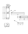 Technical drawing of Heavy Duty Zinc Alloy Adjustable Surface Mounted Automatic Door Closer With Fire Rated Stopper Built To Last Quiet Close DIY Friendly Install Black Finish For Home And Office Doors.