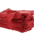 Heavy Duty White And Red Shop Towels 50 Pack Workhorse Reusable Cotton Rags for cleaning, stacked view