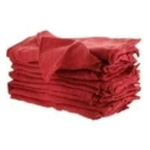 Heavy Duty White And Red Shop Towels 50 Pack Workhorse Reusable Cotton Rags for cleaning, stacked view
