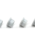 Wheel Bushing Set For Tow Behind Lawn Sweeper Replacement 4 Pack Fits 42 Inch Wide Sweepers, four white plastic bushings