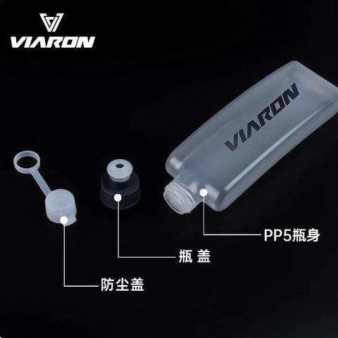 Curved Water Bottle For Running And Cycling 400ml Ergonomic Sports Flask disassembled view without cap