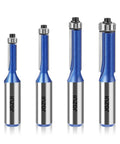 Flush Trim Router Bit Set With Half Inch Shank, 1/4 To 1/2 Inch Bearing Guided Bits For Pro Grade Edge Trimming, Pattern Routing, and Template Work