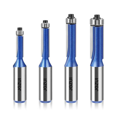 Flush Trim Router Bit Set With Half Inch Shank, 1/4 To 1/2 Inch Bearing Guided Bits For Pro Grade Edge Trimming, Pattern Routing, and Template Work