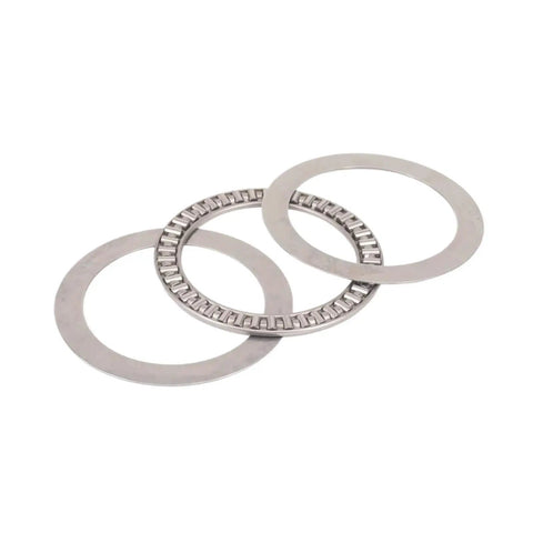 Rock Solid Abec One Precision Thrust Needle Roller Bearing With Two Steel Washers Pre Lubricated For Hydraulic Cylinders And Heavy Duty Machinery Butter Smooth Rotation Zero Friction Industrial Grade Reliability - Three steel washers with one pre-lubricated bearing.