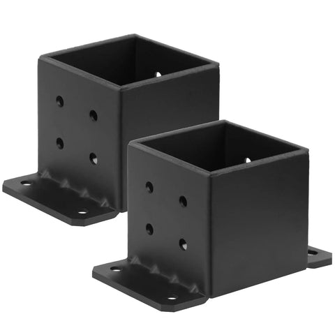 2 Pack 6x6 Post Bases 8 Gauge Heavy Duty Concrete Post Anchor Brackets For Deck Porch Railing Mailbox And Pergola Supports Fits Half Inch Bolt Anchors Black Powder Coated Finish