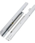 Top Shelf Bottom Mounted Drawer Slides One Pair Concealed Guide 16 Inch silver metallic glides for smooth operation and easy installation.