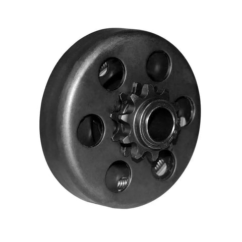 Tough As Nails Centrifugal Clutch With Slick 3 4 Inch Bore And 10 Tooth Sprocket, detailed view of black metal clutch with sprocket.